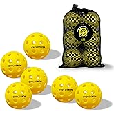cyclotron 6-Pack Premium Pickleball Balls - USAP Approved, 40 Holes Outdoor/Indoor Pickle Balls with Bag, Perfectly Balanced, High Bounce True Flight, Pickle Ball for Tournament Play