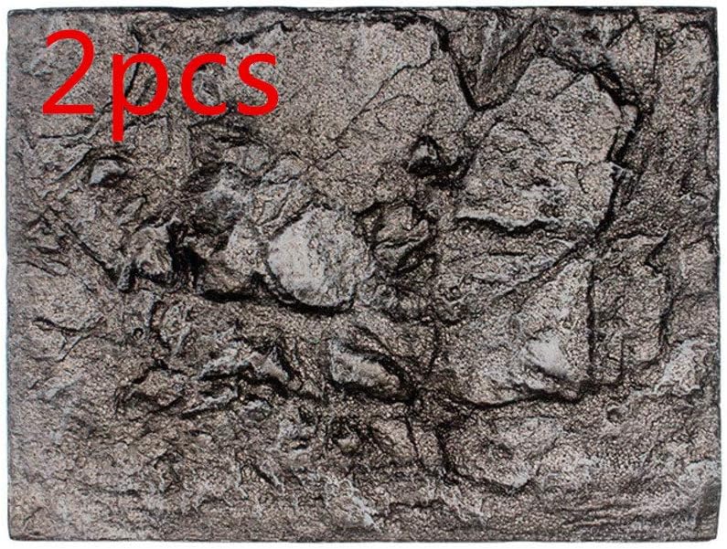 Reasoncool 2pcs Aquarium Rock Background, 3D Foam Stone Brick Style Fish Tank Board Decor, Aquarium Background Backdrop (E)