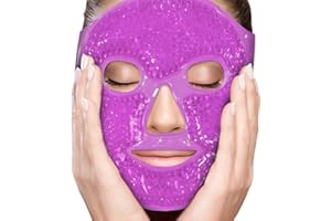PerfeCore Facial Mask Get Rid of Puffy Eyes Migraine Relief, Sleeping, Travel Therapeutic Hot Cold Compress Pack Gel Beads, Spa Therapy Wrap for Sinus Face Puffiness Headaches Gel Mask