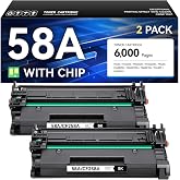 58A Toner Cartridge Black 2-Pack with Chip High Yield Replacement for HP 58A CF258A 58X Compatible with HP LaserJet Pro MFP M428dw M428fdn M428fdw M404dn M404dw M404n Enterprise M430f M406dn Printer