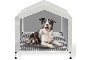 DOPLIV Elevated Dog House for Outdoor or Indoor - Waterproof Dog Tent Cat House, Dog Sunshade Tent, Pet House with Removable Cover, Suitable for Medium Cats Dogs