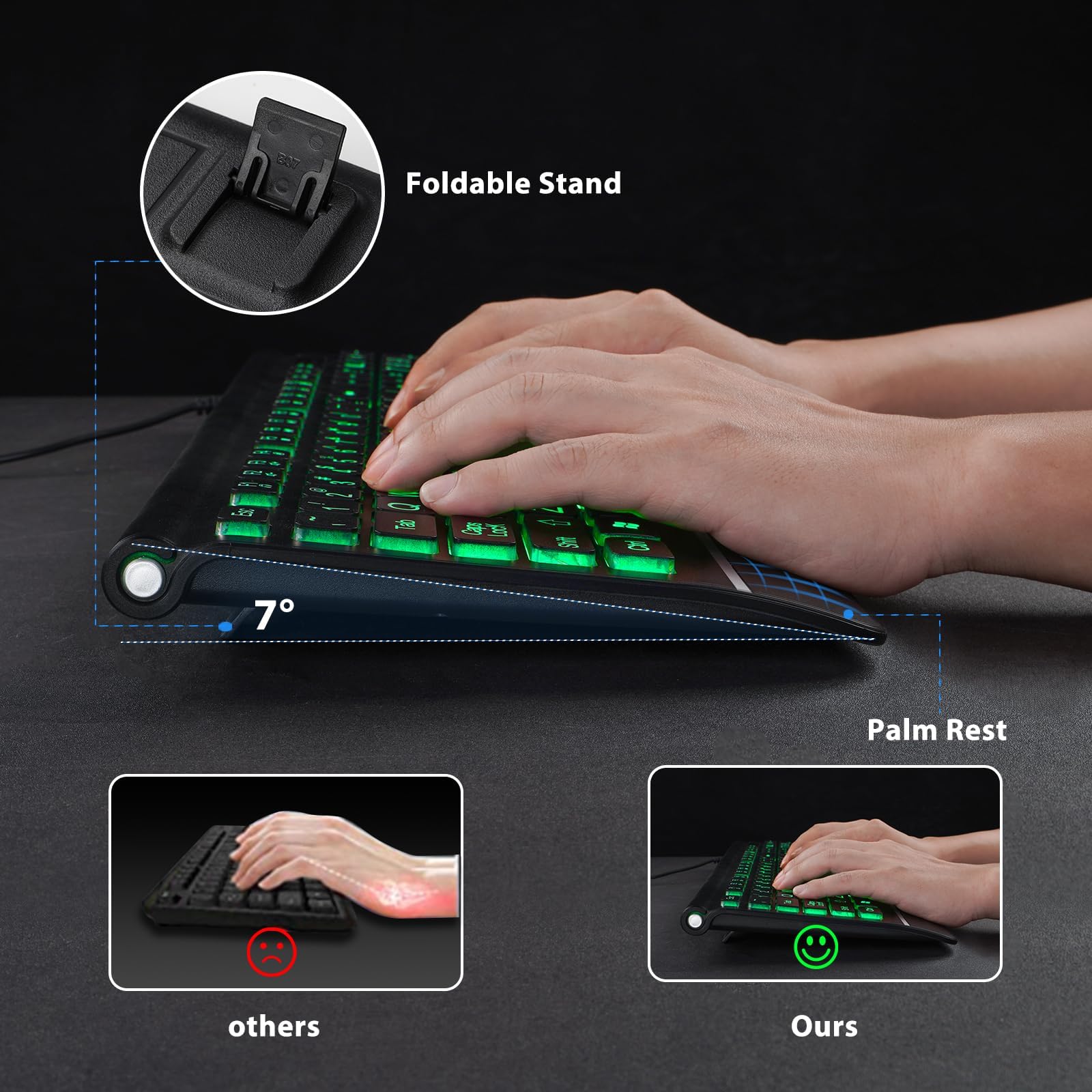 Mua Luzarriba Large Key Keyboard, Wired Computer Keyboard with Wrist ...