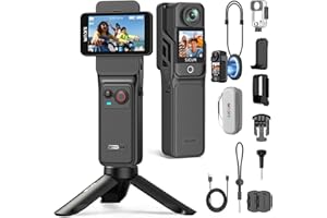 SJCAM C400 Vlogging Combo, 4K Pocket Handheld Camera, 7H Power, 6-Axis Stabilization Action Camera, 2.29''Touch Screen, Water