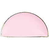 Sugar & Cloth 9 Inch Semi Circle Paper Plate, Pink with Gold Edge, 16 Count