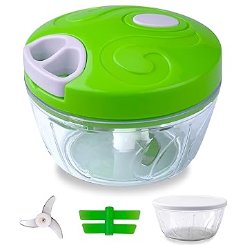Tintec Zwiebel Zerkleinerer Manuell Gemüse Obst Schneider Knoblauchpresse Schneider 500ml mit 3 Klingen Verschlusskappe Knobl