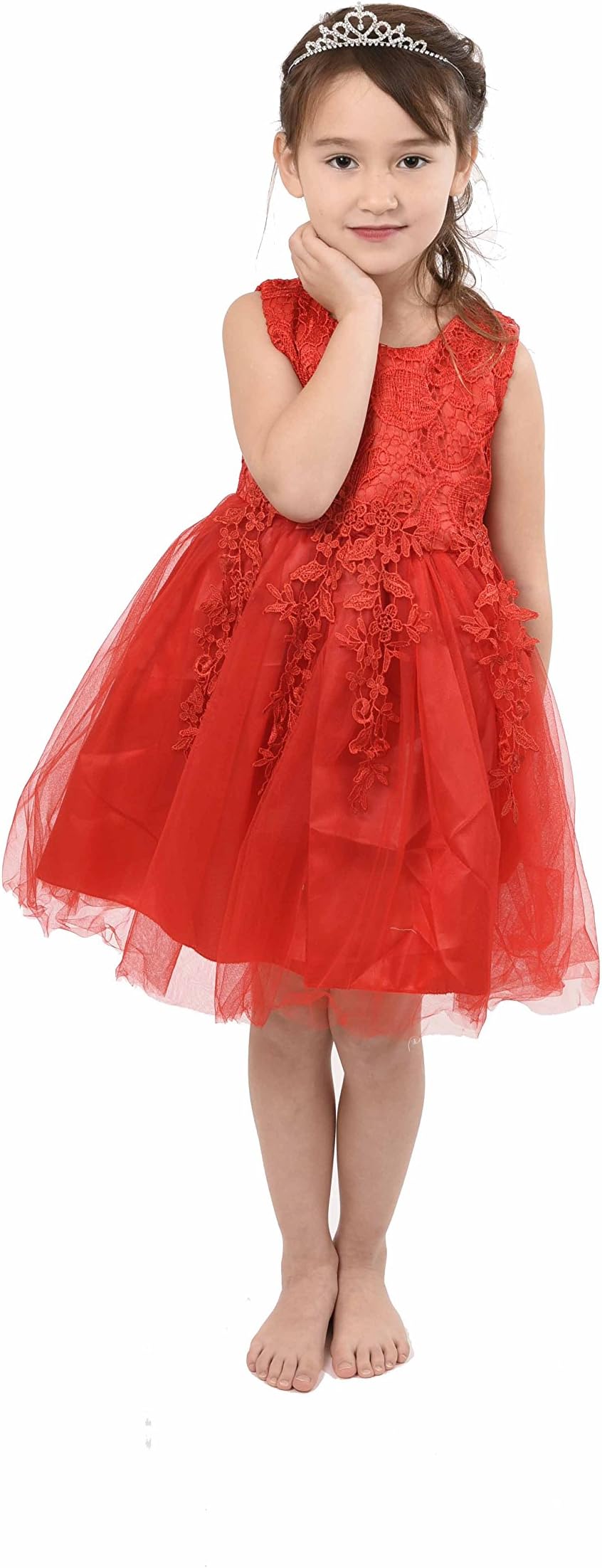 Princess Lily Gorgeous Girl Baby Toddler Flower Dress with Matching Tiara Perfect Birthday Wedding Bridesmaid Christening Prom Formal Evening Flower Girl Gift 1-8 Years