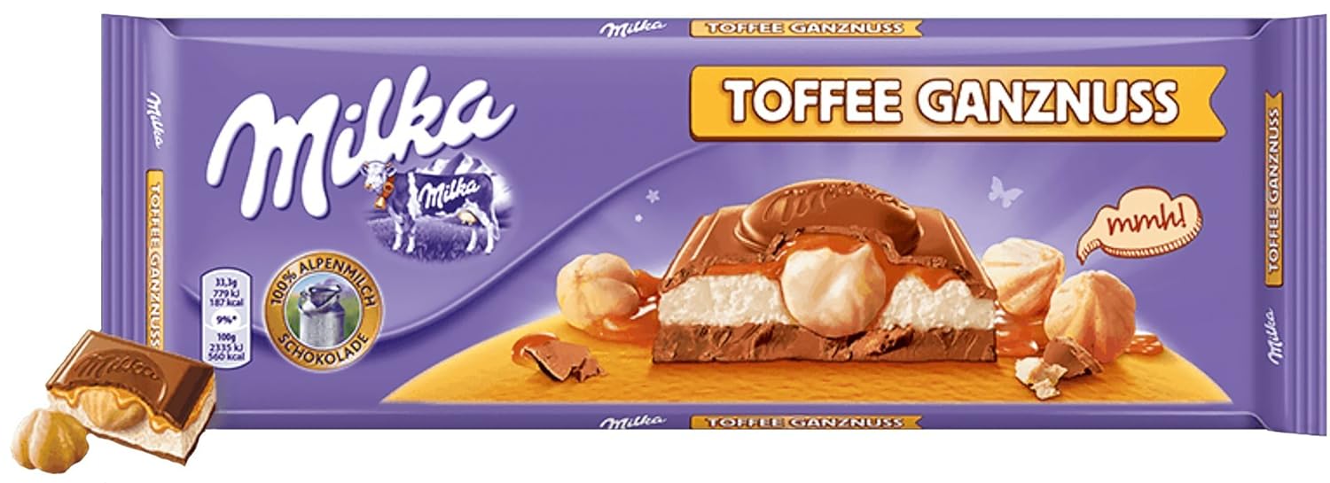 Milka Toffee Whole Nut Chocolate Bar 