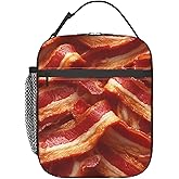 ainori Reusable Bacon Lunch Box for Kids Girls Boys Women Adult, Insulated Fun Food Lovers Lunch Bag,Polyester Cooler Handbags Case for School Picnic Work Travel Beach or Hiking