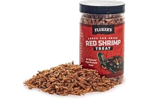 Fluker's All Natural Large Sun-Dried Red Shrimp, High Protein Treats, Aquatic Turtle Food, Great for Aquatic Frogs, Tegus, Monitors, and Tropical Fish, 2.5 oz
