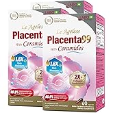 LABO Nutrition Le Ageless Placenta 99 with Ceramides -Placenta Supplement with Collagen Peptides, Oryza Ceramides-Skin Regeneration, Hydration, Anti-Aging Wrinkle Support, Immune Health, 60 Capsulesx3