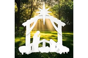 SweetTree All-Weather 4ft Outdoor Nativity Scene, Waterproof, Weather-Resistant Decor, Christmas Holy Decor Family Yard Nativity Set, Easy to Assemble & Store PVC - White