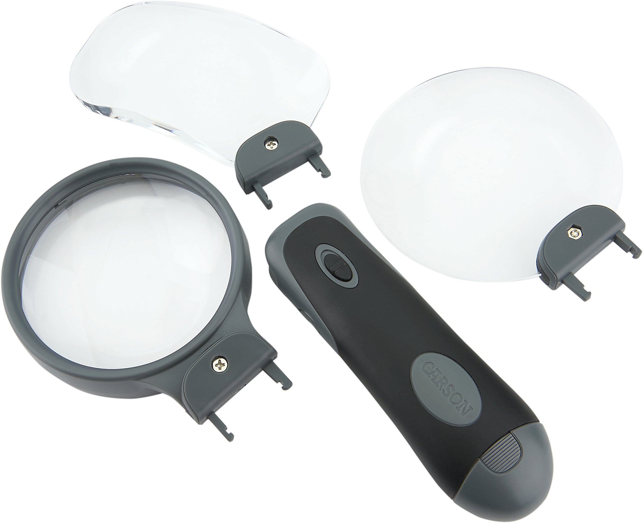 Carson RL-30 Remov-A-Lens LED Lighted 3-in-1 Convertible Handheld Magnifier Set with 3.5x, 2x, and 2x Lenses, Grey โ image 1