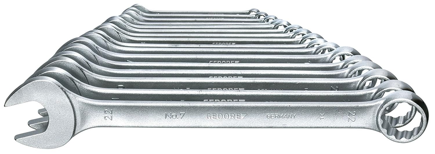 GEDORE 17-pc. Combination spanner set, AF 6-22 mm, 15° angled, Bi-hex, UD profile, Spanner set, 7-017, Silver, 6 - 22mm