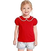 ZFZDRen 12M-12Y Toddler Baby Girls Ruffle Collar Blouse Kids Girl Solid Color T-Shirts Casual Tee Tops