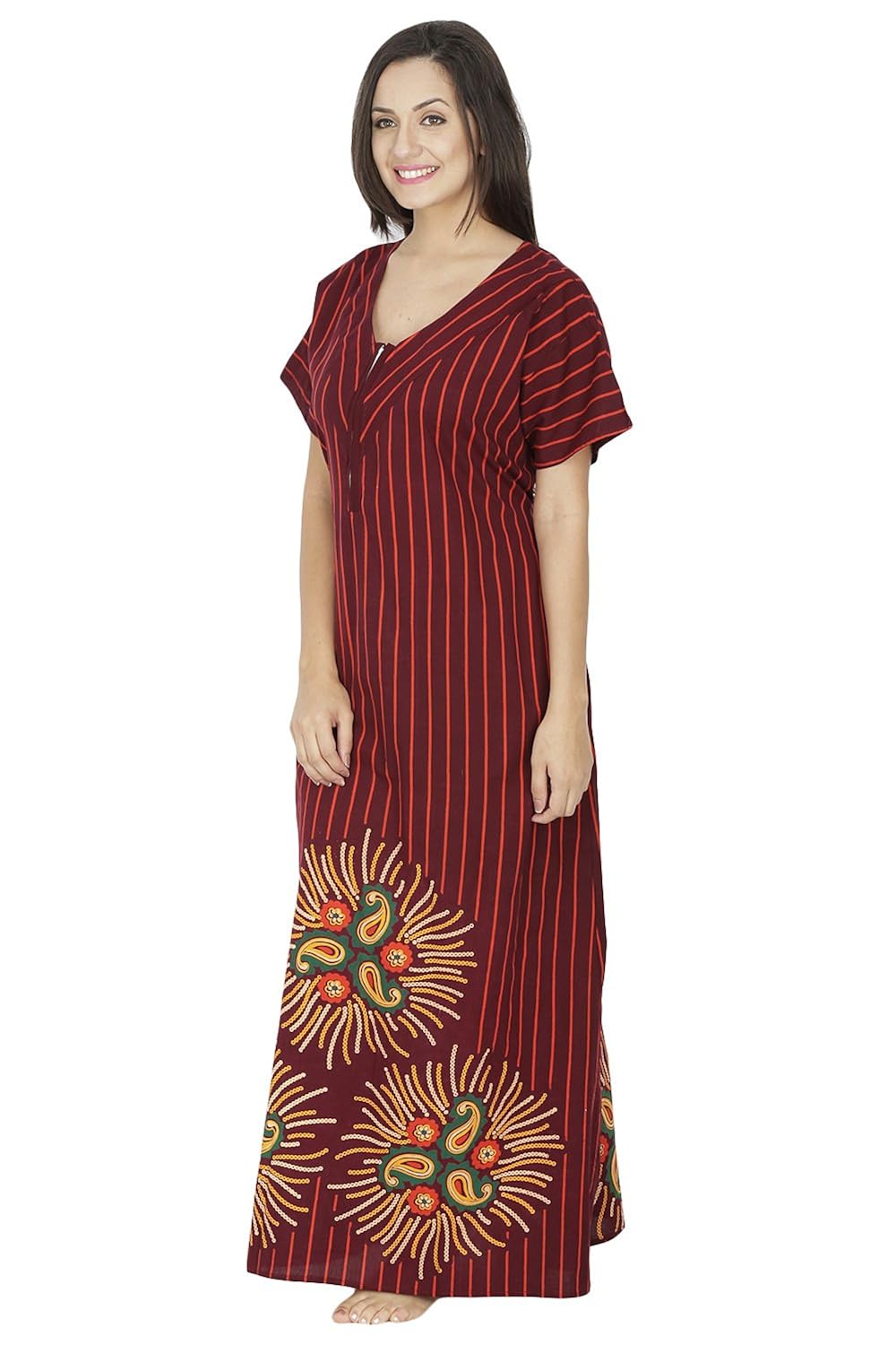 secret wish women's cotton nighty, nightdress (free size)