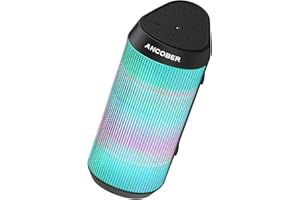 ANCOBER Bluetooth Speaker, Cool Portable Wireless Speaker, Stereo Sound with Multi Dazzling LED Light Modes, IPX4 Waterproof, BT5.3, TWS Surround Pairing, Electronics Gadgets for Party Camping Birthday Gifts