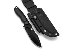 ODENWOLF AMBULO Fixed Blade Survival Knife with Kydex Sheath and Fire Starter - Bushcraft Knife Full Tang - Made of strong D2 Steel - Hunting Knife with Belt Loop and G10 Handle - Full Tang Knife