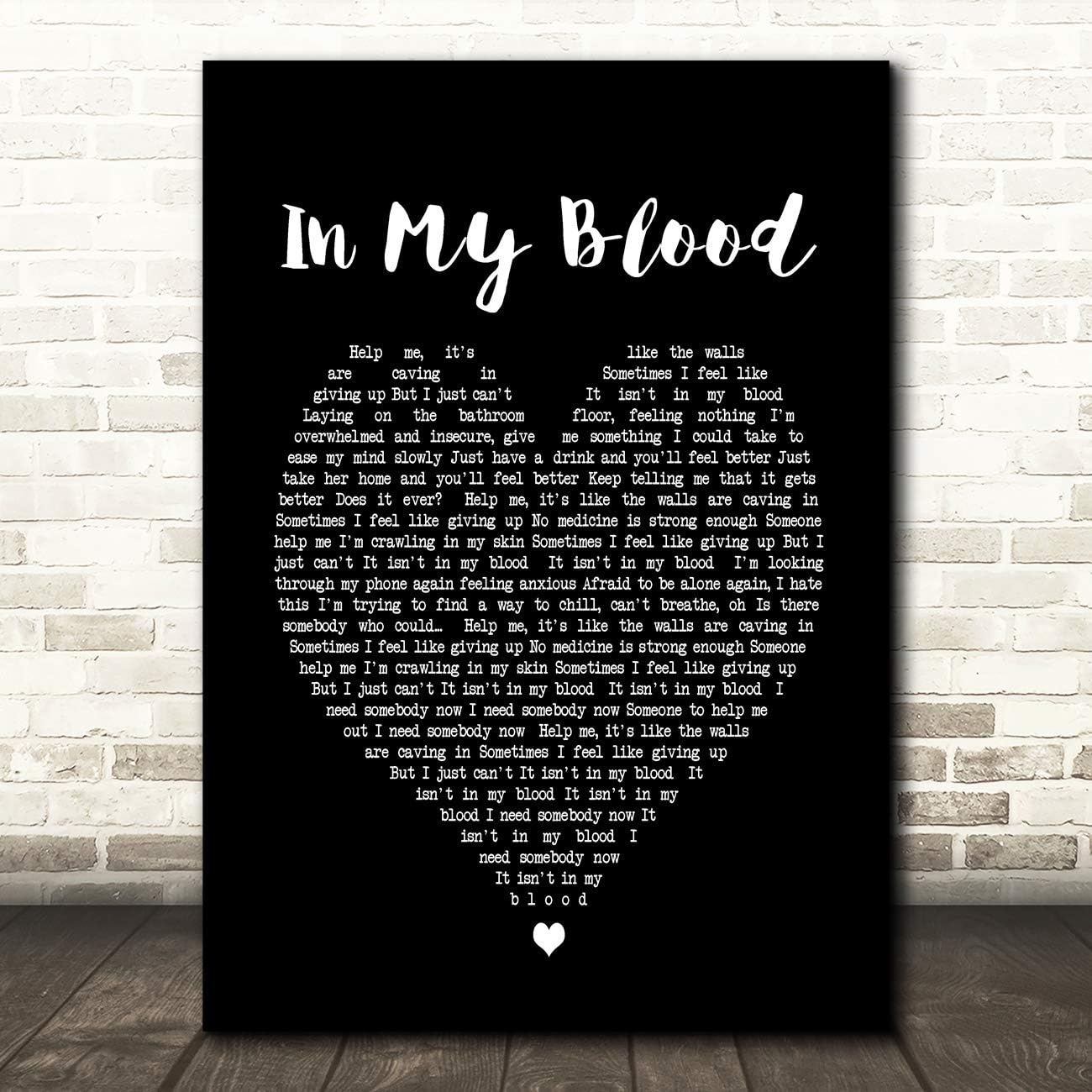 Fingerprint Designs In My Blood Shawn Mendes Black Heart Song Lyric Quote Print Amazon Co Uk Kitchen Home