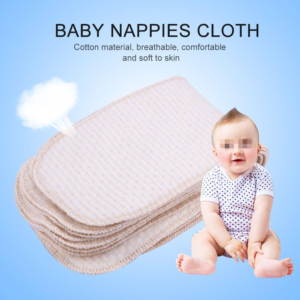 Reusable Cotton Nappy Insert, 10 Pack Washable Diaper Booster Cloth for Newborn 35x12cm, Breathable Absorbent Liners, 0-2 Years - Image 4