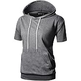 GIVON Women's Comfortable Short Sleeve Hoodie Pullover Hooded Sweatshirt with Kangaroo Pocket