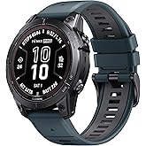 NotoCity for Fenix 7 Pro Band 22mm Width Fenix 6 Strap for Fenix 5/Fenix 7/Fenix 5 Plus/Fenix 6 Pro Soft Silicone Watch(Slate-Gray)