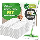 LAUNDRYLUX Heavy Duty Dry Sweeping Cloths Compatible with Swiffer Sweeper | 32 Count Multi Surface Pet Dry Pads Refill, Floor Cleaner for Dust, Hair, Dirt, Disposable Duster Mop Pad - White