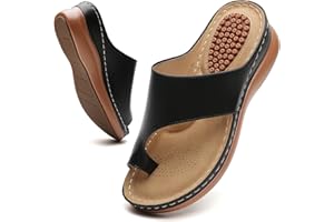 Tilocow Sandals Women Wedge Shoes - Orthopedic Comfortable Arch Support Platform Sandals for Women Wedge Summer Dressy Flip Flop Casual Bunion Breathable Shoes