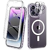 BANLEA Compatible with iPhone 14 Pro Max Case Clear, Built-in Screen Protector, with Camera Lens Protector, [Compatible with MagSafe] Full Body Phone Case, Protective Cover for 14 ProMax 6.7" (Clear)