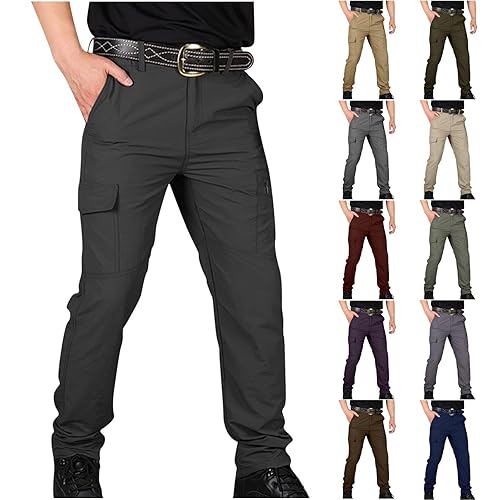 Combat Tactical Trousers Men,Elastic Waist Quick-dry Work Pants,Outdoor Waterproof Climbing Multi-Pocket Sweatpant Autumn Winter Training Utility Joggers for Hiking Camping Military Mens Bottoms S-4XL