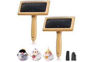 SOCNITC 2 Pcs Large Wooden Wool Carders, Needle Felting Carding Brushes Tools with Finger Cots, Wool Needle Felting Brushes for Wool Felting, Spinning Crafts, Pet Grooming