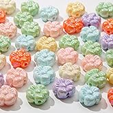 CYEENUT 50pcs Acrylic Flower Beads Ab Color Flowers Bead for Bracelet Necklace Jewelry Making(Flower)