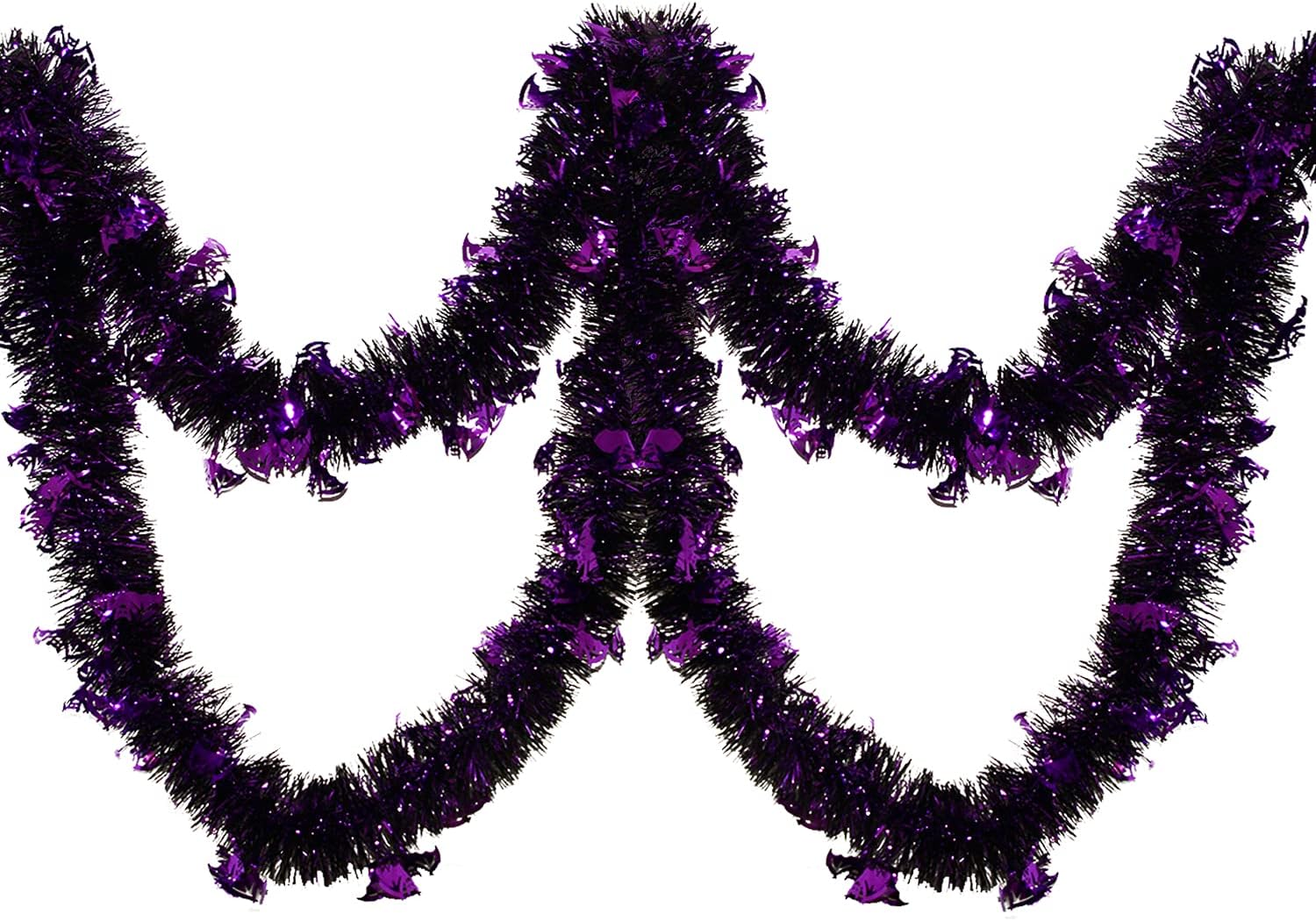 Wreaths, Garlands & Swags - CCINEE 33FT Halloween Tinsel Garland,Spooky Bat Metallic Tinsel Hanging Garland for Halloween Party Decoration,Purple