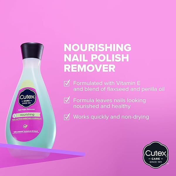 CUTEX NOURISHING NAIL POLISH REMOVER, LEAVES FINGERNAILS & TOENAILS LOOKING HEALTHY, CONTAINS VITAMINS E, 10.1 FL OZ
