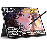 S123E 12.3 Inches Portable Monitor Touchscreen Monitor for Switch/Switch 2 | 1920 x1280 Ultra Slim Mini Travel Monitor 1280P IPS Display 100% sRGB for Laptop Surface PC Xbox PS4/5 and Office