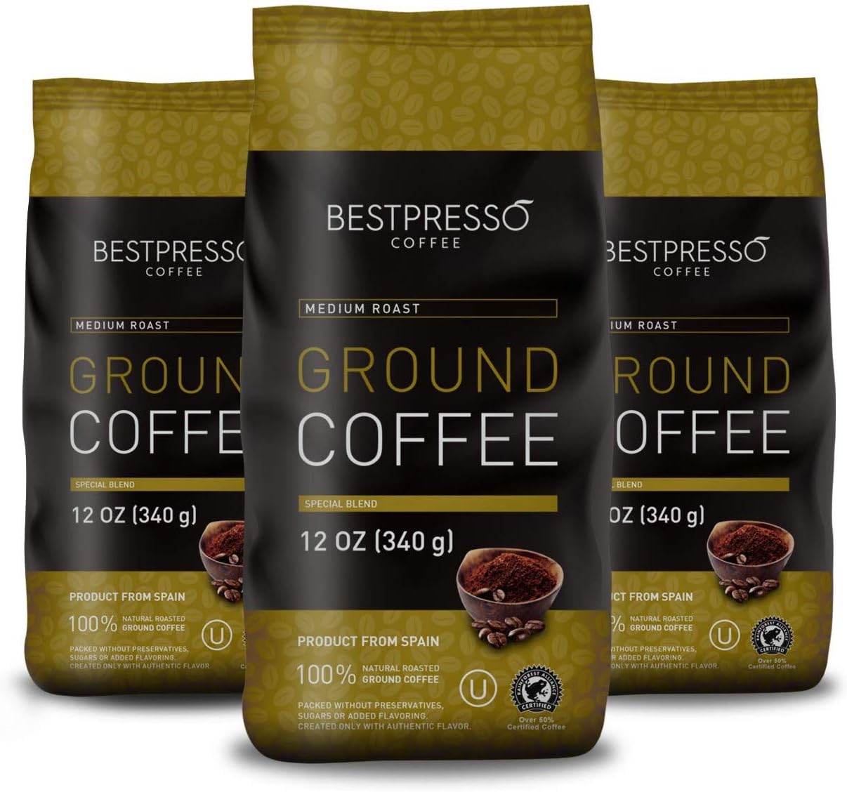 Bestpresso Ground Coffee (Medium Roast, 12 Ounce (Pack of 3))