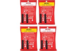 ANLOKE Emergency Fire Blankets for Home and Kitchen(4 PACKS) - 47" x 47" Retardant Fabric, Grease Fire Spray, and Hero Fire Extinguisher for Home