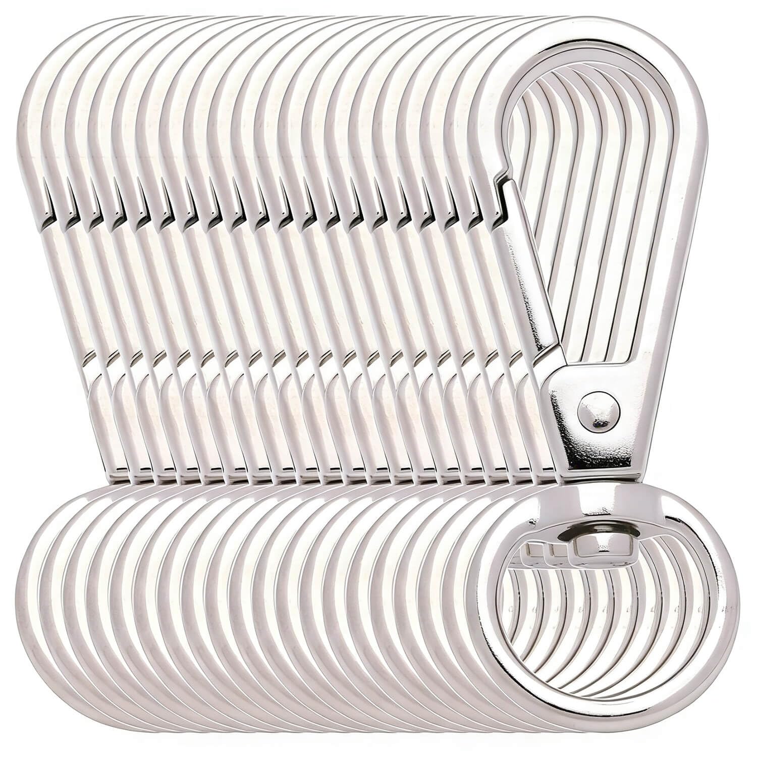 BIKICOCO 1/2'' Swivel Trigger Bolt Snap Hook Lobster Claw Clasp Spring Loaded Clip, O-Ring Ended, Silver - Pack of 20