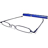 Ultra Slim and Lightweight "Pocket" Unisex Mini Reading Glasses +2.5 Blue. Comes with free matching oval aluminium case with clip By ilovemyreadingglasses