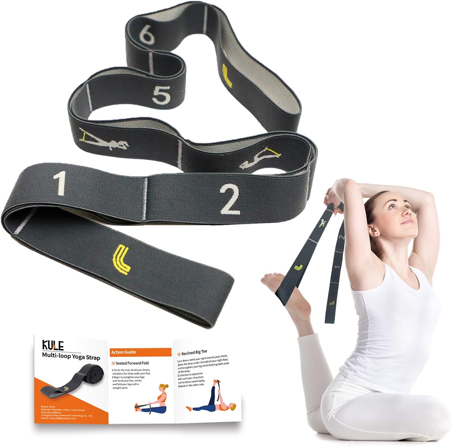 for Loops with Strap Stretching Strap, Yoga KULE Flexibility, Therapy