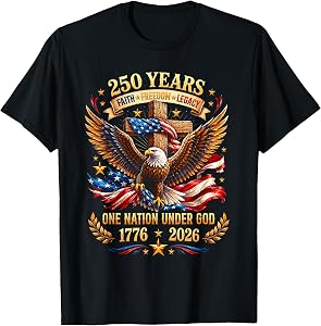 Faith Freedom Legacy 250 Years 1776 2026 Patriotic Eagle T-Shirt