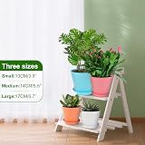KINGLAKE 8Pcs 17cm Plastic Plant Pots with Trays Colorful Indoor Outdoor view 5
