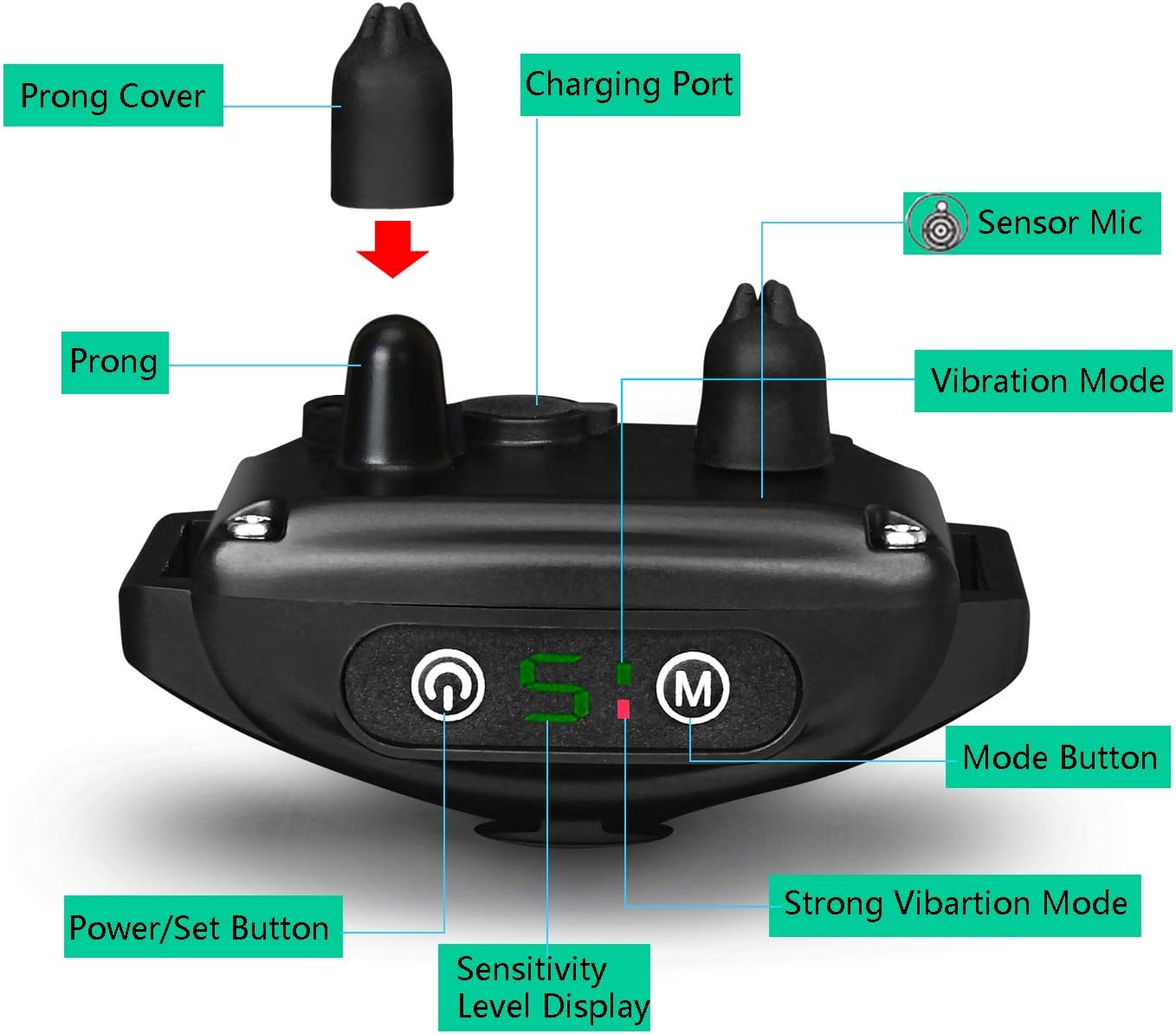 Bark Collar No Shock Bark Collar Rechargeable Anti Bark Collar Shockless with Adjustable Sensitivity and Intensity Beep No Pain Enhance Vibration Harmless Bark Collar for Small Medium Large Dogs : Kitchen & Dining