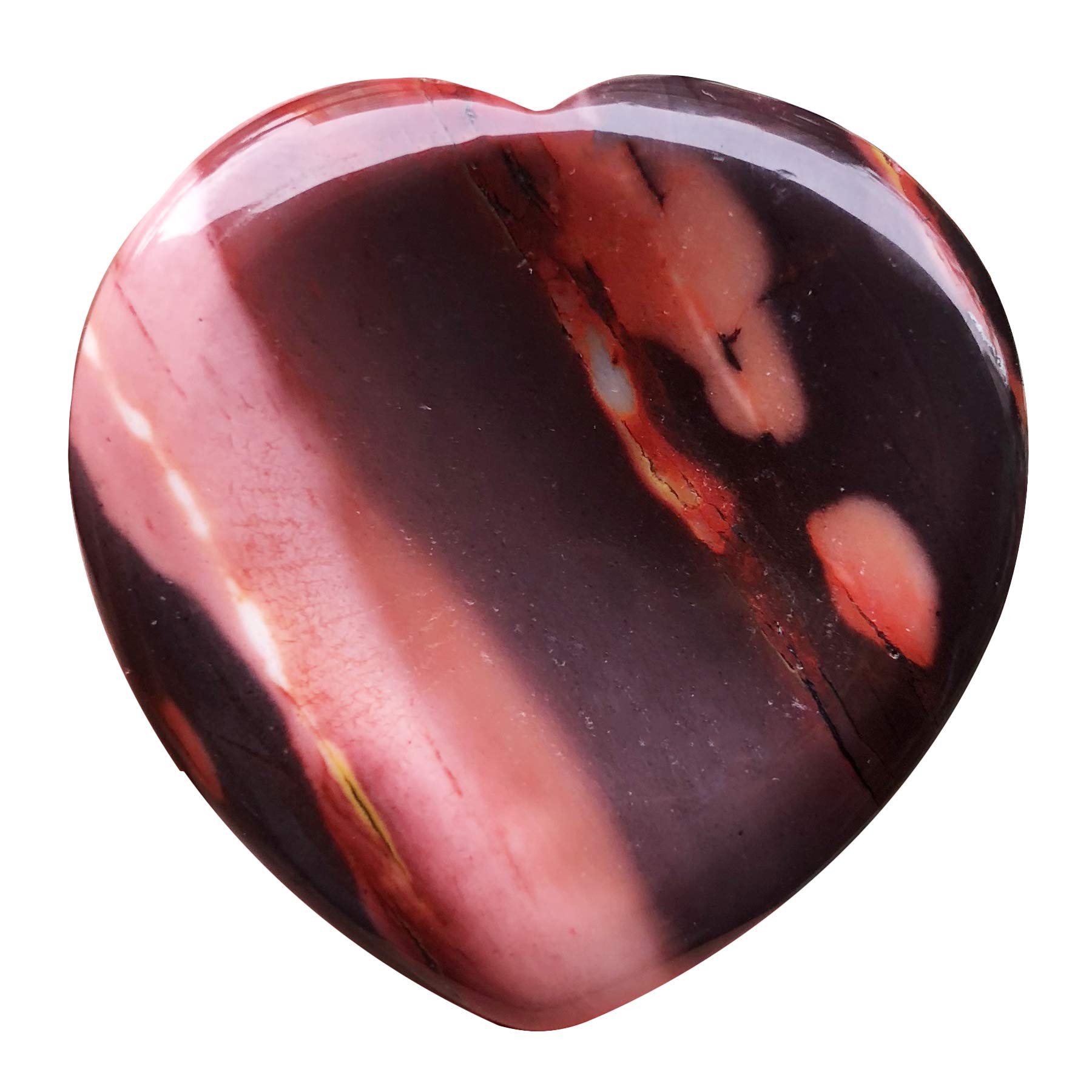 Fekuar Natural Mookaite Crystal Thumb Worry Stone, Hand Carved Healing Crystal Heart Shaped Stone for Anxiety Stress Relief Meditation 1.5"