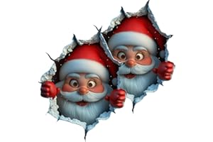 2pcs Santa Breakthrough Wall Stickers, Funny Christmas Creative Wall Sticker,Realistic 3d Wall-breaking Santa Claus Sticker,R