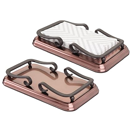Mdesign Modern Decorative Metal Guest Hand Towel Storage Tray