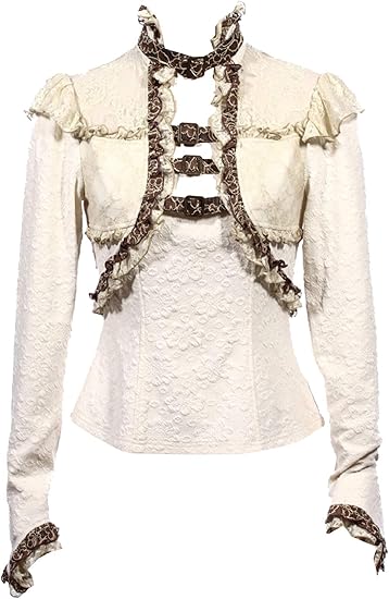 Amazon Jpl スチームパンクsteampunk ヴィクトリアン蛇スキン枠花柄エンボスチョーカー付きフリルブラウスsp156 ｓ シャツ ブラウス 通販