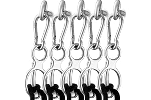 Hehoroo 5PCS Horse Tie Ring, Humane Way Magnetic Tie Ring, Stainless Steel Magnetic Ring for Tying and Retracting, Helps Horse Pull Back and Releases Stress(Silver)