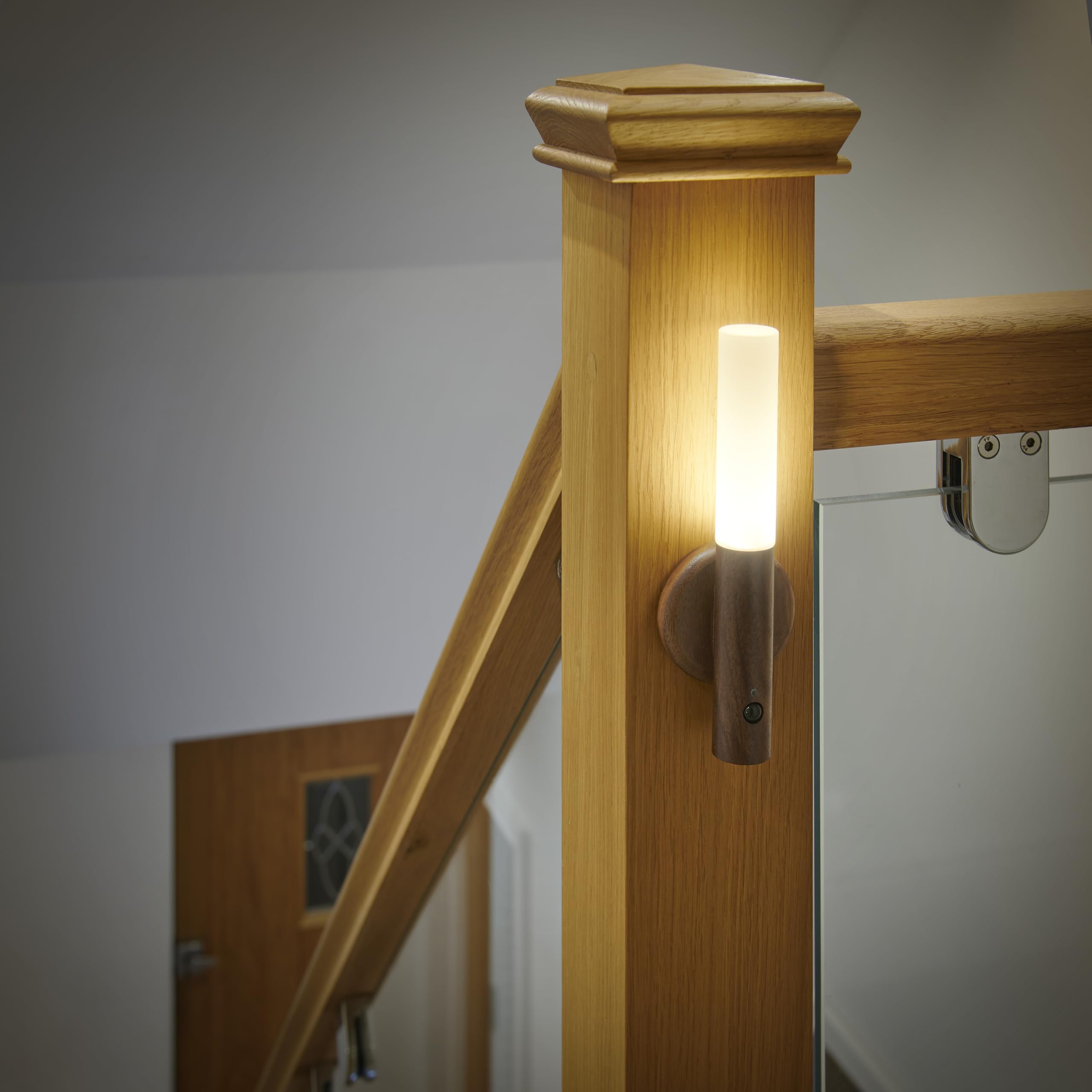 Auraglow Smart LED Sensor Wall Light – Portable – Rechargeable Night Light – Indoor Use – Magnetic Base (1 Pack, Walnut Wood)
