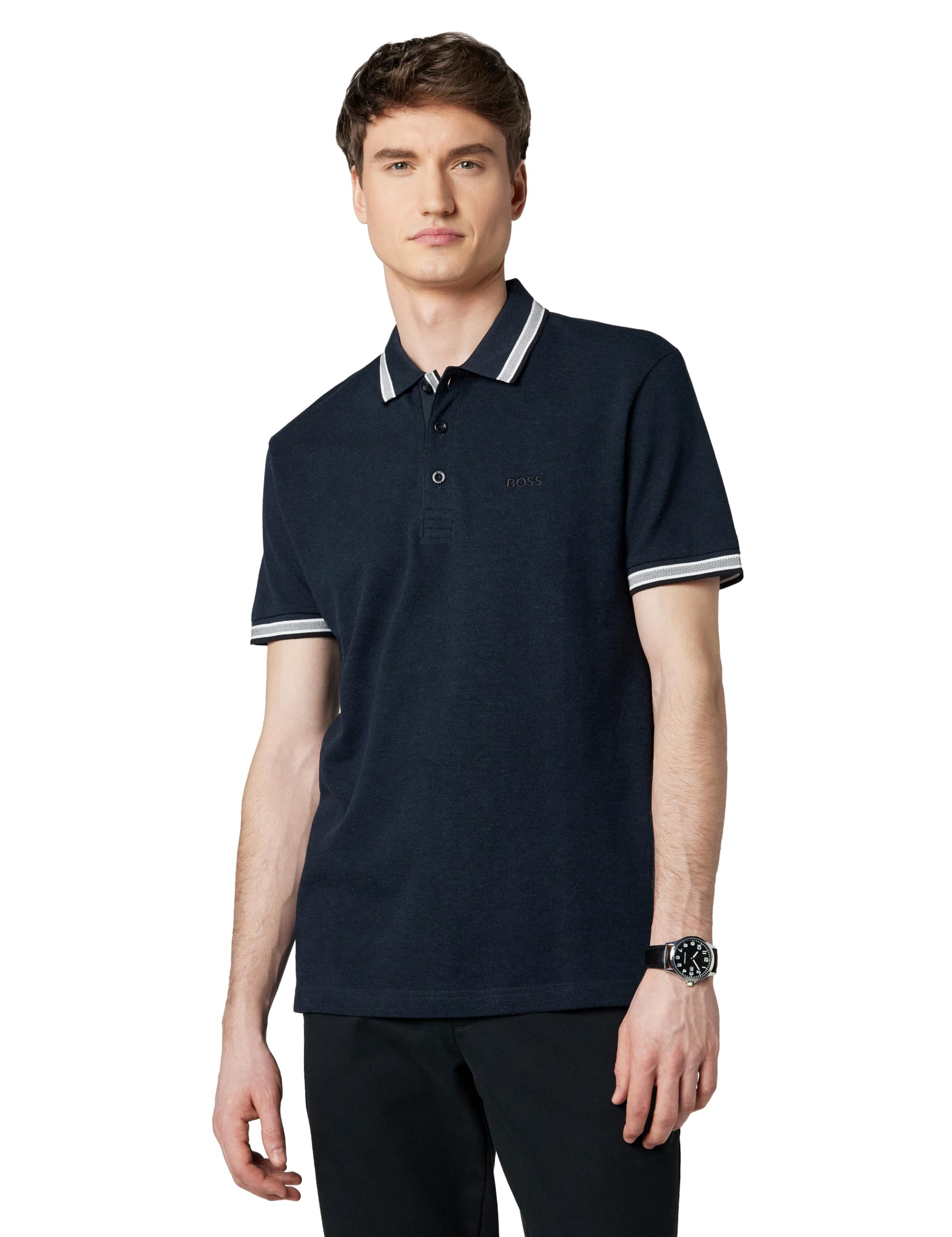 BOSS, Paddy Short Sleeve Polo Shirt, Navy Zone, XL Image