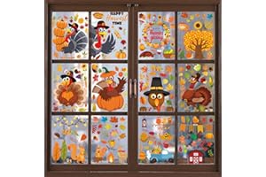 DUILE 350pc Thanksgiving Window Clings Fall Window Stickers Decor for Offices Autumn Leaves Home School Office Thanksgiving Party Decorations Supplies